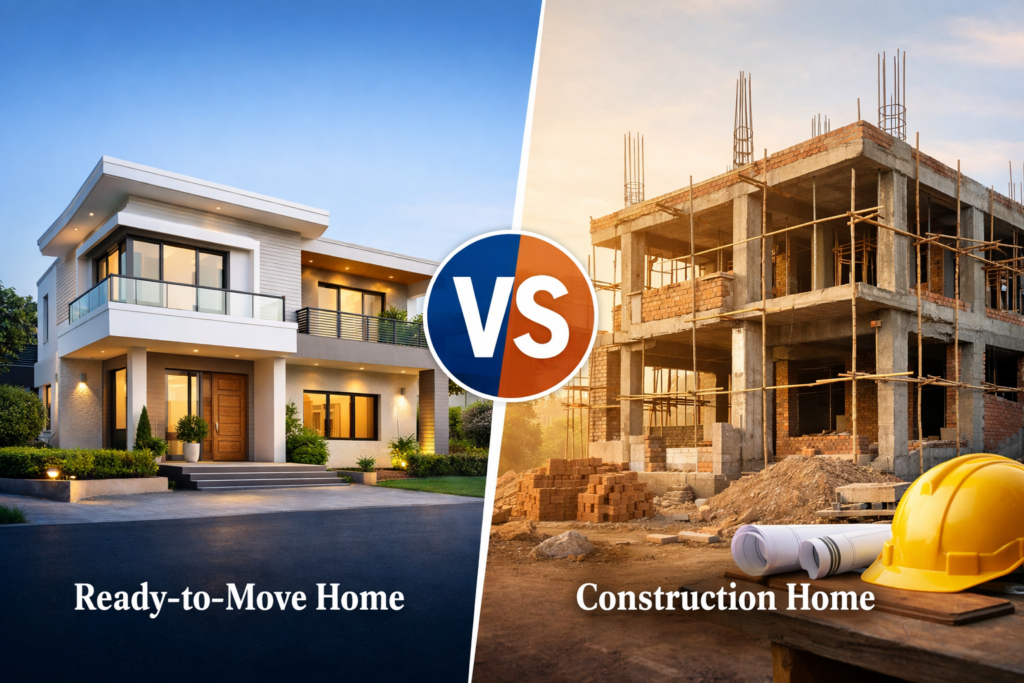 Ready-to-move vs construction homes comparison in Kurnool showing price, ROI, and lifestyle differences